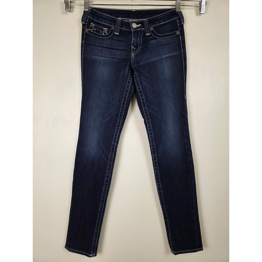 True Religion Rockstar Stella Jeans Womens 27 Blue Dark Wash No‎ Pockets Denim